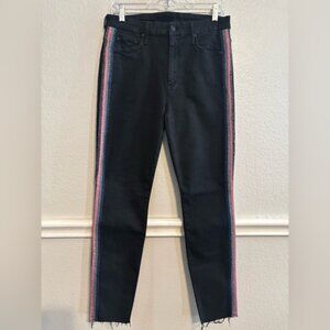 MOTHER Black Skinny Jeans with glittery side stripes